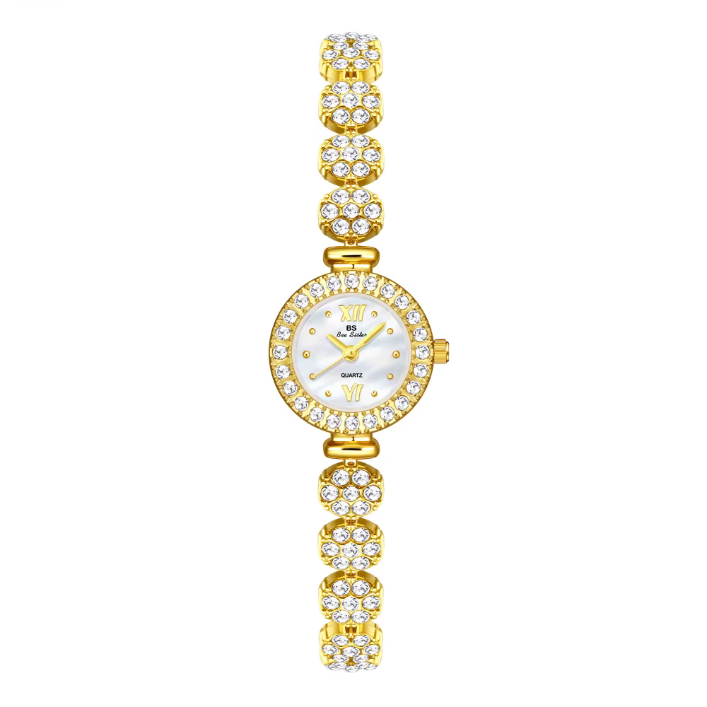 Montres-bracelets de luxe pour femmes, marque supérieure, quartz doré, or, biscuits uniques, bracele