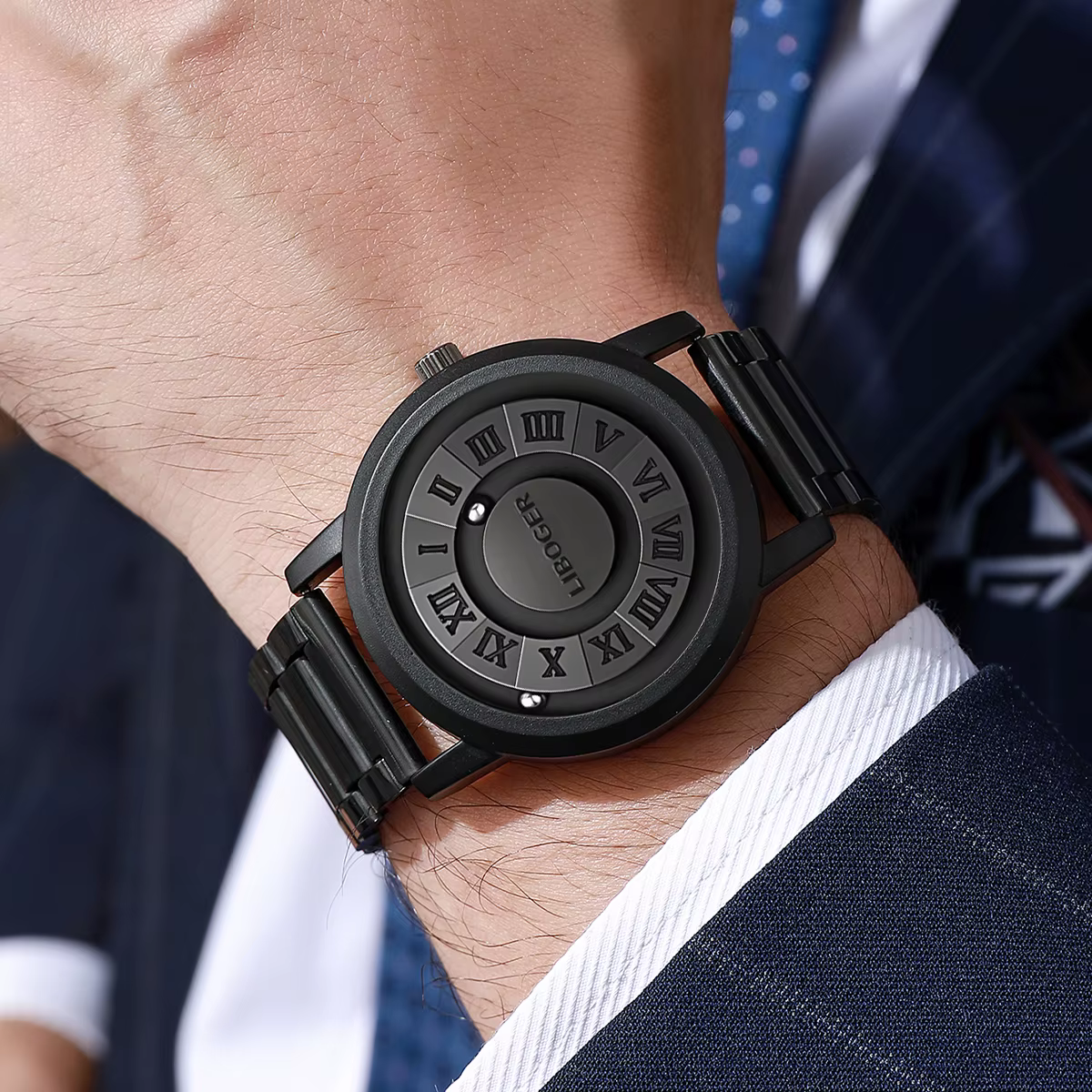 Mode Suspension magnétique hommes d'affaires montre à Quartz Roma cadran montres pour hommes horloge