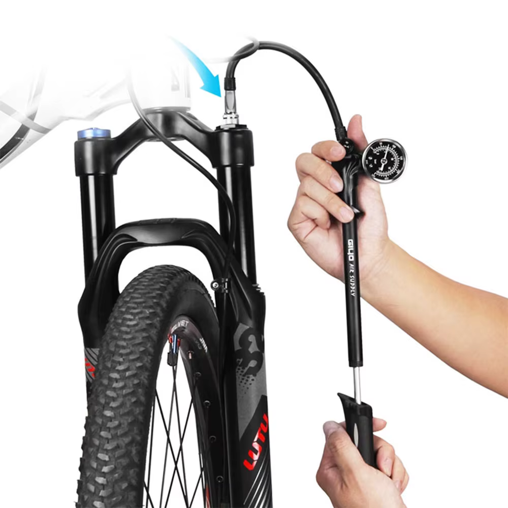 GIYO – pompe à Air haute pression pliable pour vtt, 300PSI, avec levier et jauge pour fourche et Sus
