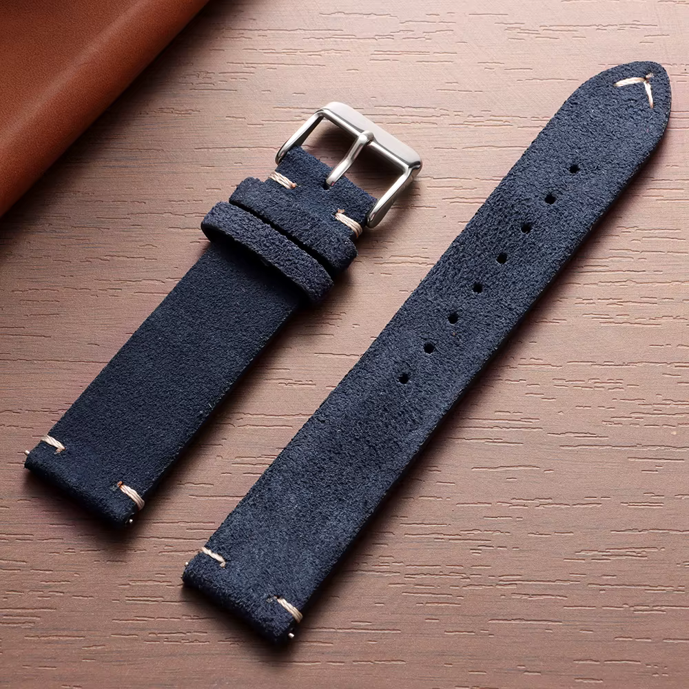 Bracelet de montre Vintage en cuir suédé, bracelet de montre en cuir de veau à dégagement rapide, 14