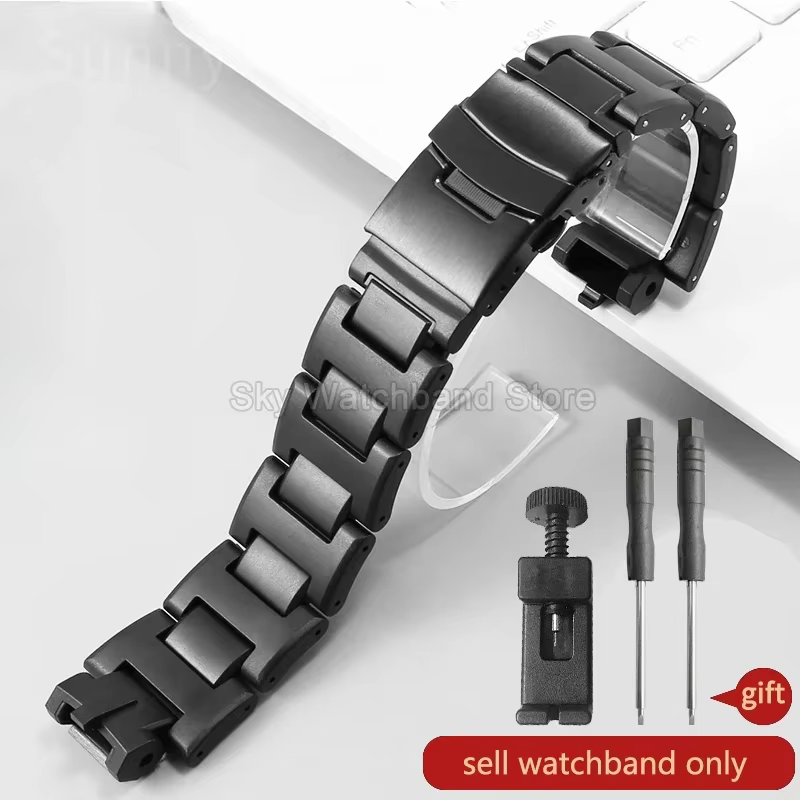 Pour Casio PRO TREK – bracelet de montre en plastique et acier noir, taille spéciale, Interface