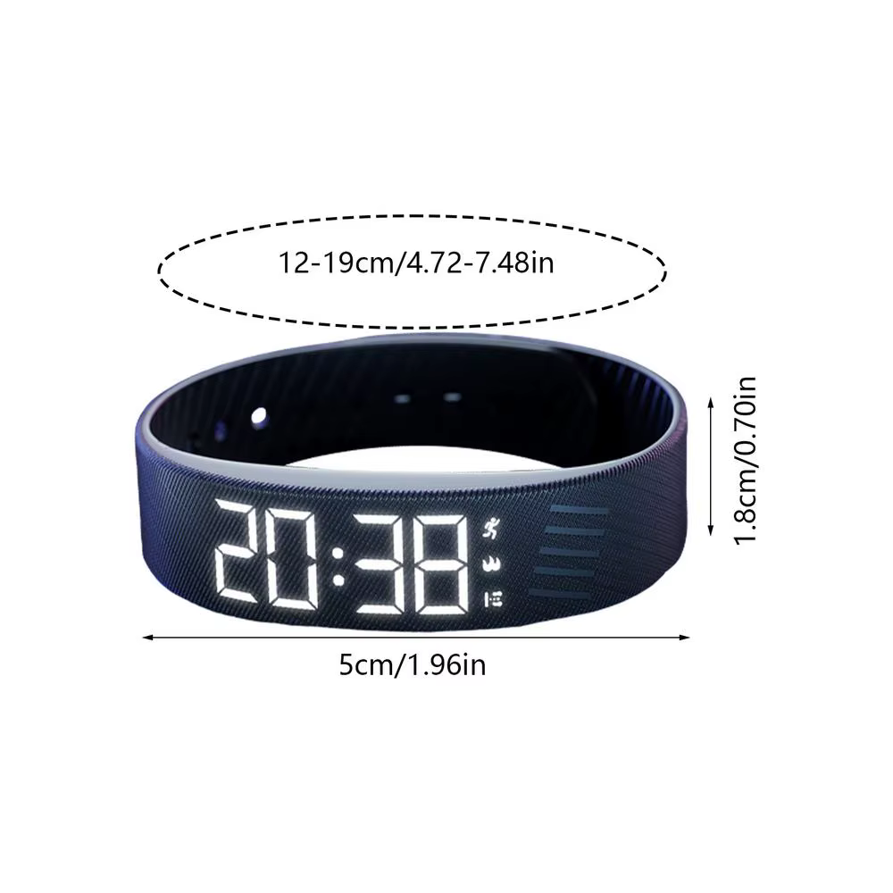 Montre d'alarme vibrante numérique LED, montre de sport étanche avec podomètre, rappel de vibrations