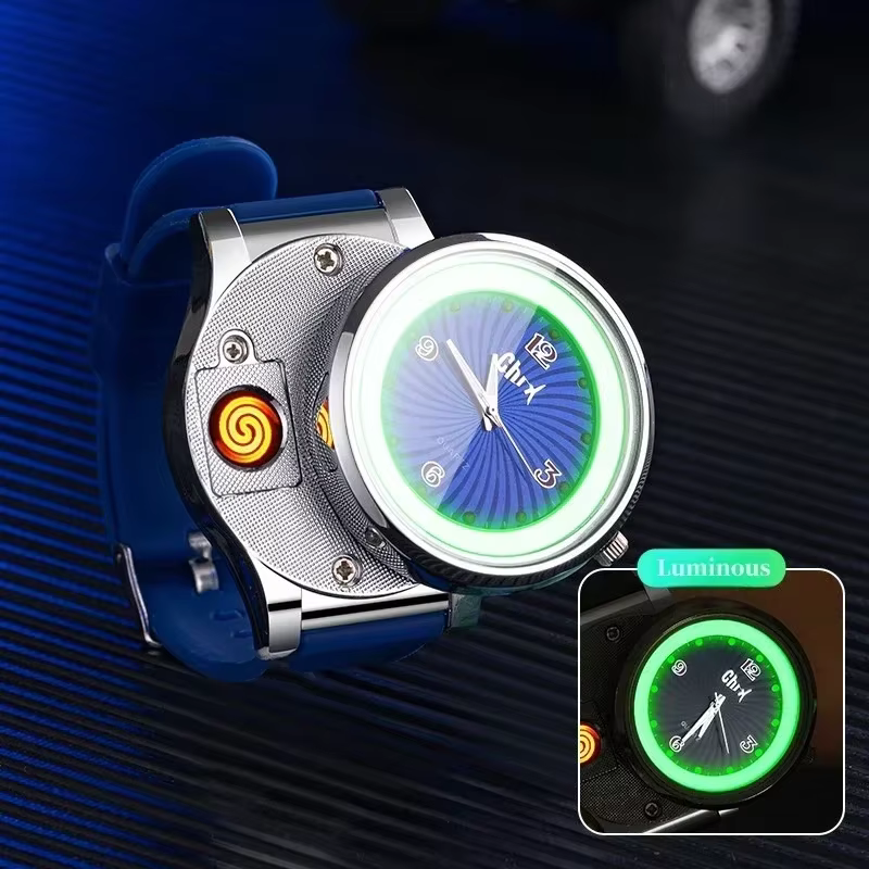 Montre allume-cigare 2 en 1, montre-bracelet coupe-vent en tungstène, chargeur USB, montre de sport 