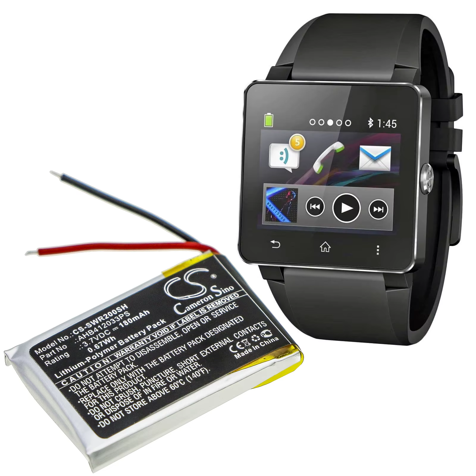 Batterie de montre intelligente 3.7V 180mAh AHB412033PS pour Sony SmartWatch 2, SW2 + KIT d'outils