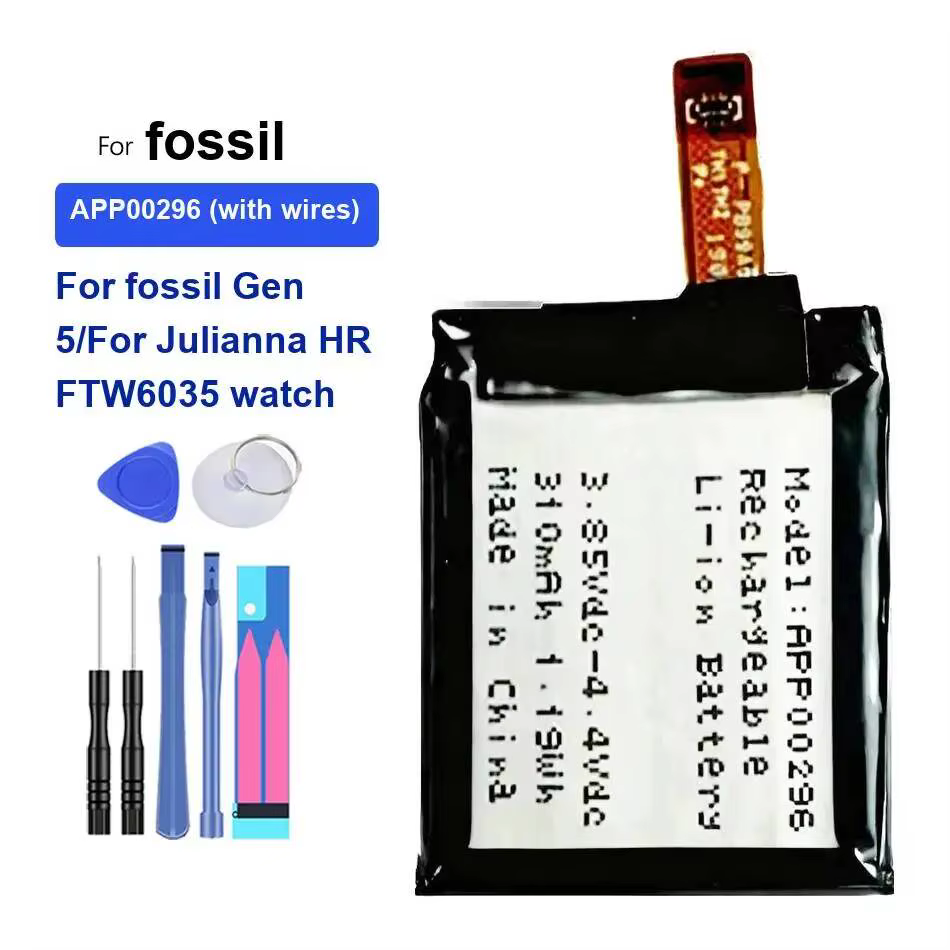Batterie longue durée pour montre connectée, 310mAh, pour Fossil Gen 5, pour Julianna HR FTW6035, AP