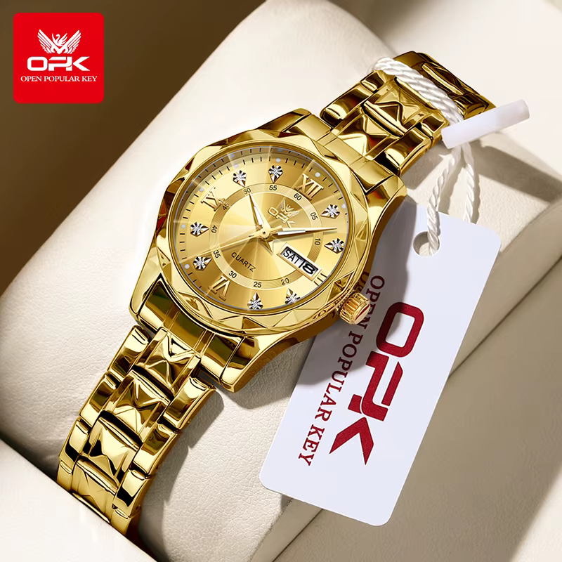 OLEVS-Montre-bracelet de luxe MMobGold pour femme, montres pour femme, acier inoxydable, quartz étan