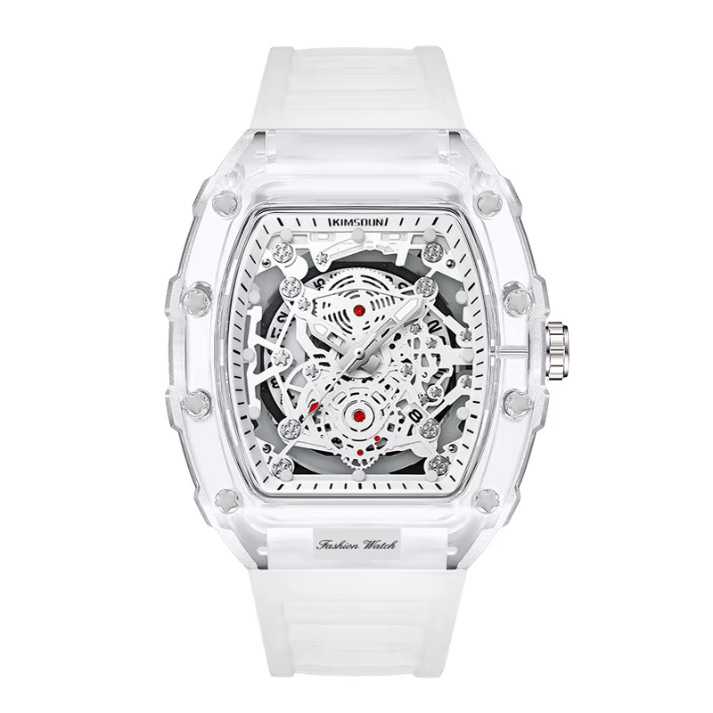UTHAI BK134 montre à la mode pour hommes en forme de baril montre à quartz étanche transparente horl