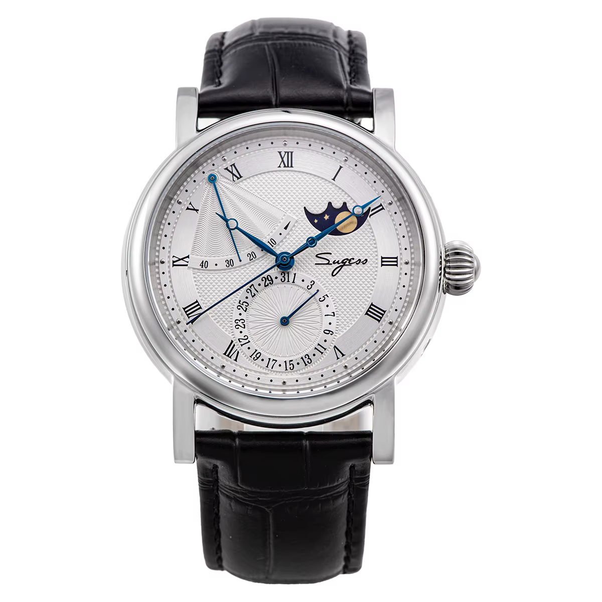 Sugess-Montre Mécanique existent pour Homme, Phase de Lune, Mouvement Tianjin, Verre Saphir, Degré d