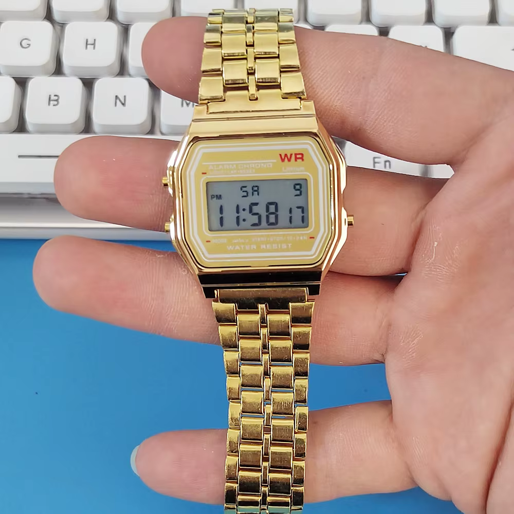 Montre numérique élégante pour femmes or argent acier inoxydable affaires dames montres électronique