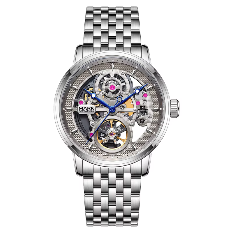 Montre mécanique automatique pour homme MARK FAIRWHALE, boîtier en métal de 40 mm, bracelet, étanche