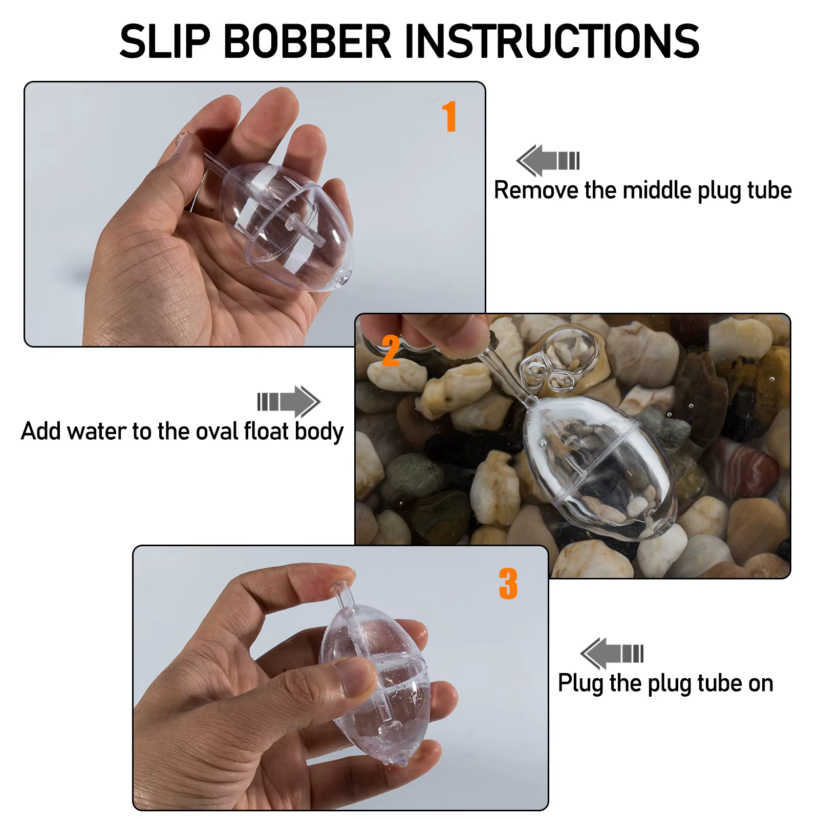5 pièces pêche clair flotteur bouée Slip Bobber greve indicateur PVC plastique ovale flotteur Slip f