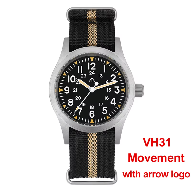 Militado ML05 hommes montre VH31 mouvement à Quartz montre de terrain militaire bombé saphir cristal