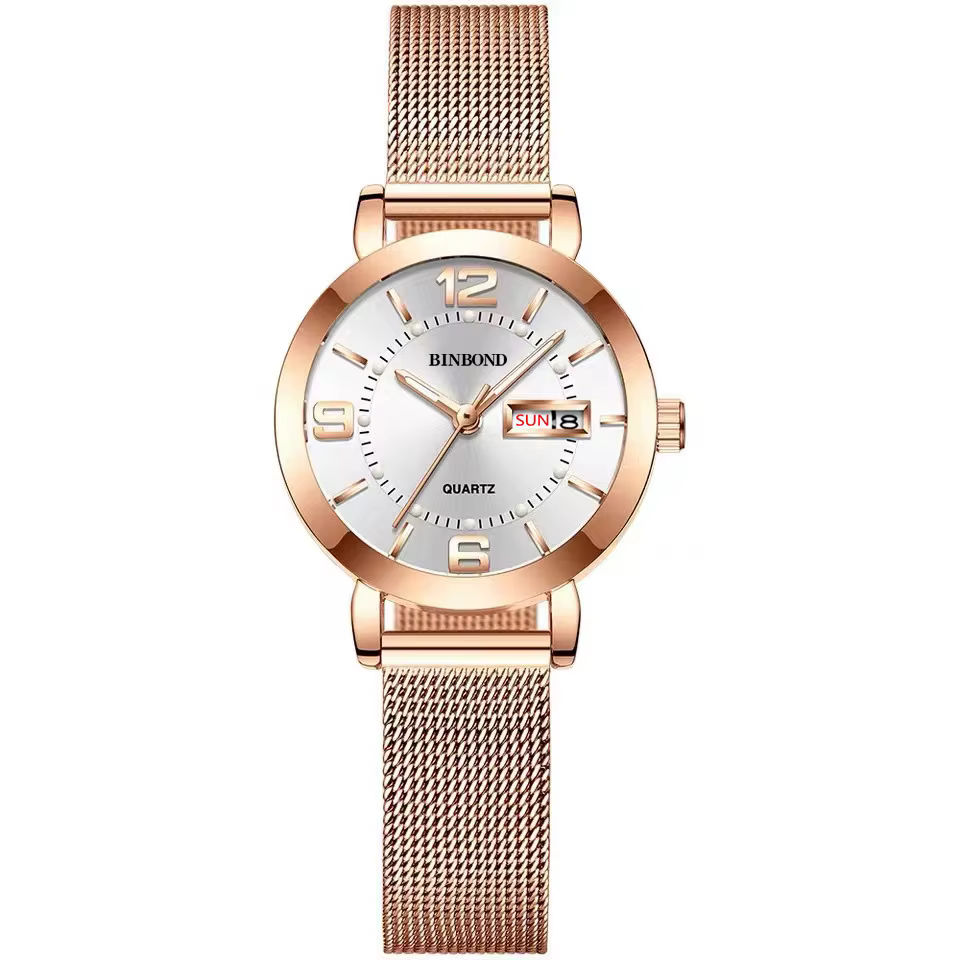 Montres-bracelets en quartz de luxe BINBOND pour femmes, lumineuses, étanches, avec affichage de la
