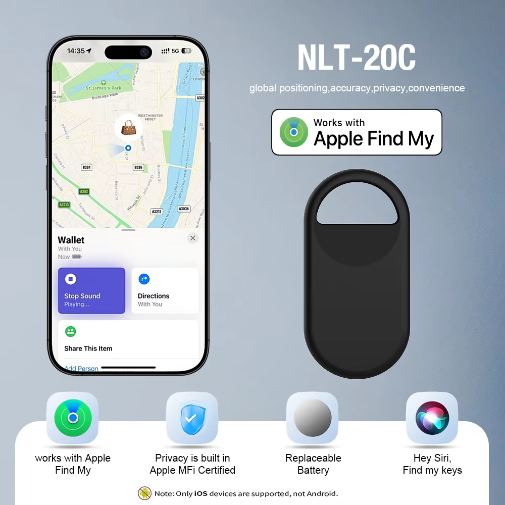Traceur GPS Bluetooth intelligent pour iOS, compatible avec l'application Localiser, localisateur de