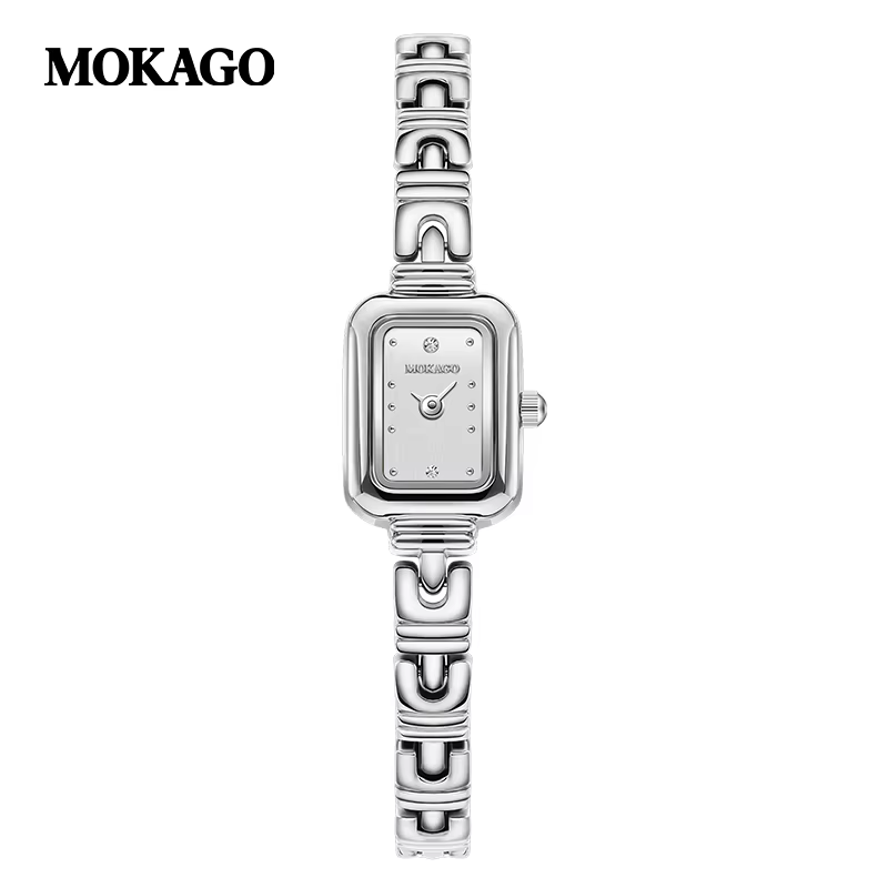 Montres élégantes MOKAGO 8143 pour filles, petite taille, montre à quartz, or et argent, montre-brac