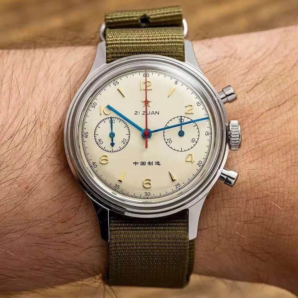 RED STAR 38mm hommes 1963 chronographe montre mécanique pilote avec mouvement mouette ST1901 Air For