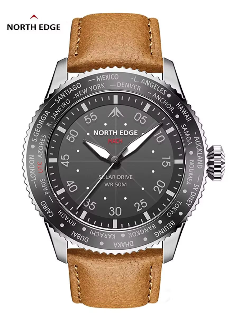 NORTH EDGE 2024 MACH montre à Quartz à énergie solaire hommes étanche 50M hommes montres de sport pi