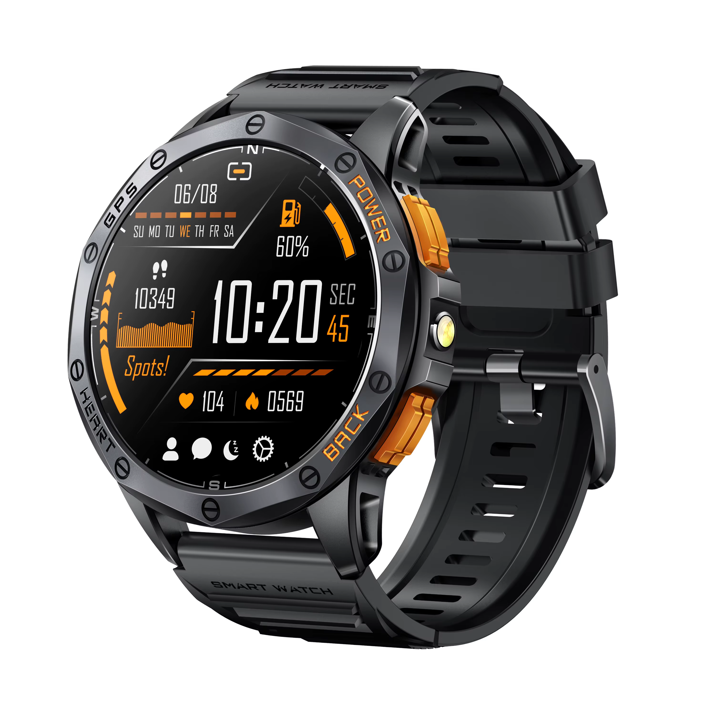 Boussole GPS montre-bracelet K67 1.43 pouces AMOLED Super grand écran avec lampe de poche LED survei