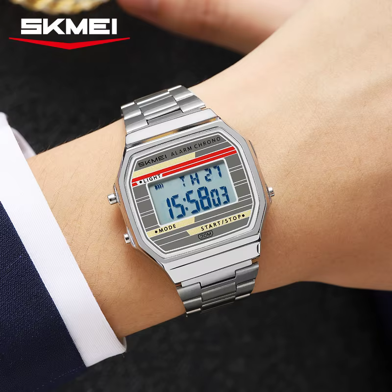 SKMEI 2514 classique électronique carré chronomètre numérique montres d'alarme Style rétro horloge h
