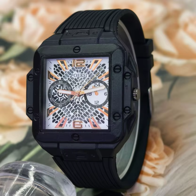 Nouvelle Montre de Luxe Carrée en Silicone pour Homme, Montre à Quartz Business pour Hommes, Montres