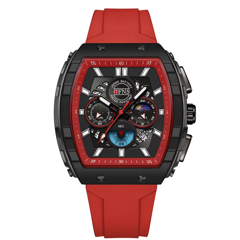 OFNS mode montres à Quartz pour homme lumineux étanche chronographe calendrier bracelet en Silicone 