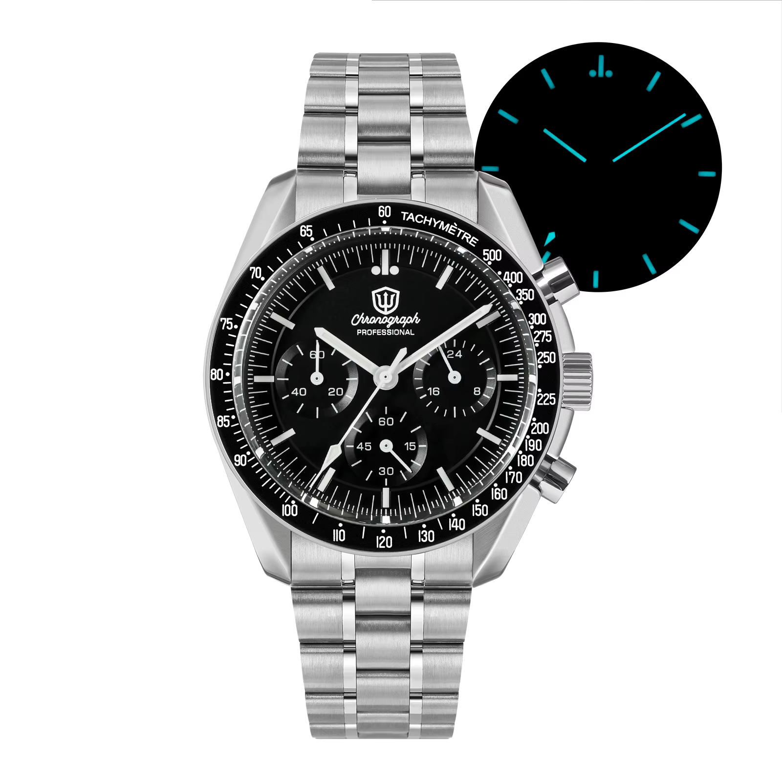 Watchdives WD1860 montres chronographe de sport VK63 montre-bracelet à Quartz Ar saphir Bgw9 acier i