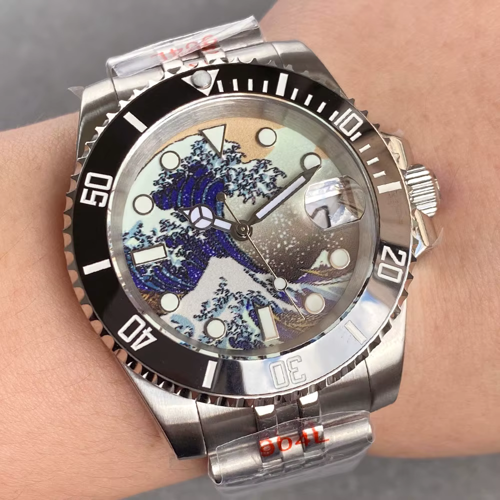 Sea Wave Diver Tandorio – montre automatique pour hommes, 40mm, cadran lumineux vert Kanagawa, verre
