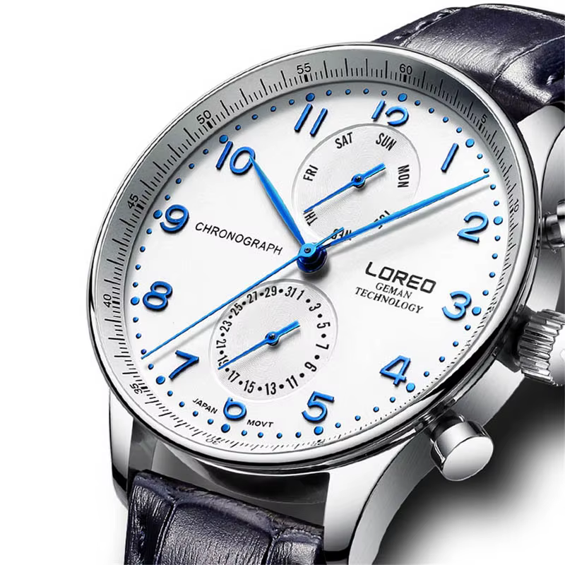 LOREO Montre de luxe de marque haut de gamme pour hommes, étanche 5ATM, avec date, montre de sport,