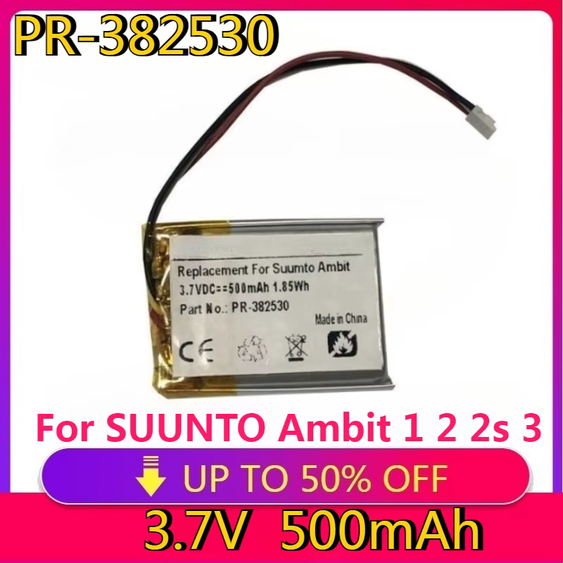 Nouvelle Batterie de haute qualité 500mAh PR-382530 pour SUUNTO Ambit 1 2 2s 3 HR Peak Ambit2 Ambit3