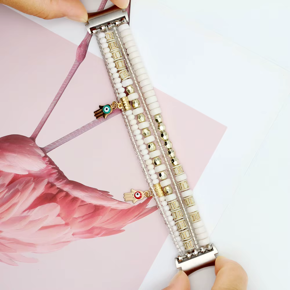 Bracelet Boho pour montre Galaxy 6 bandes/5 Pro, 45mm, perlé, pour Samsung Galaxy Watch 5 40mm 44mm/
