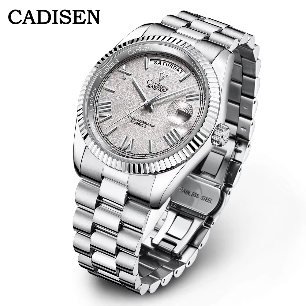 CADISEN – montre mécanique de luxe pour hommes, cadran en météorite, automatique, semaine 2021, 100M