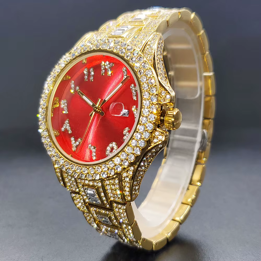 Montres pour femmes rouges, montres de luxe classiques serties de diamants, montres élégantes pour f