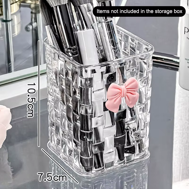 Porte-stylo et boîte de rangement pour bureau, avec décoration en forme de nœud et panier de rangeme