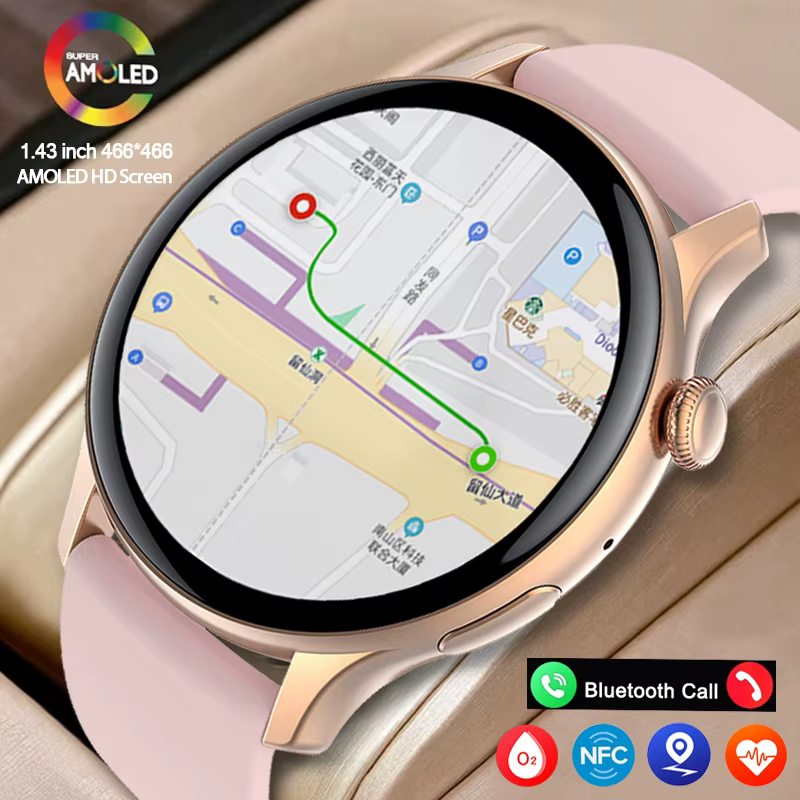 Montre connectée AMOLED pour femmes, écran toujours afficher l'heure, traqueur de santé HD 466x466, 