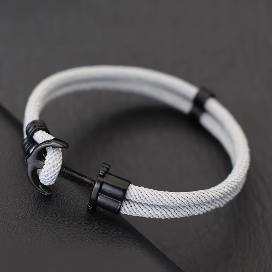 Bracelet ancre de Style marin pour hommes, corde d'enveloppe nautique bicouche, bijoux de surfeur de