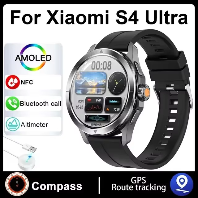 Nouveau pour Xiaomi S4 Ultra Sports de plein air montre intelligente hommes 1.53 pouces AMOLED NFC G