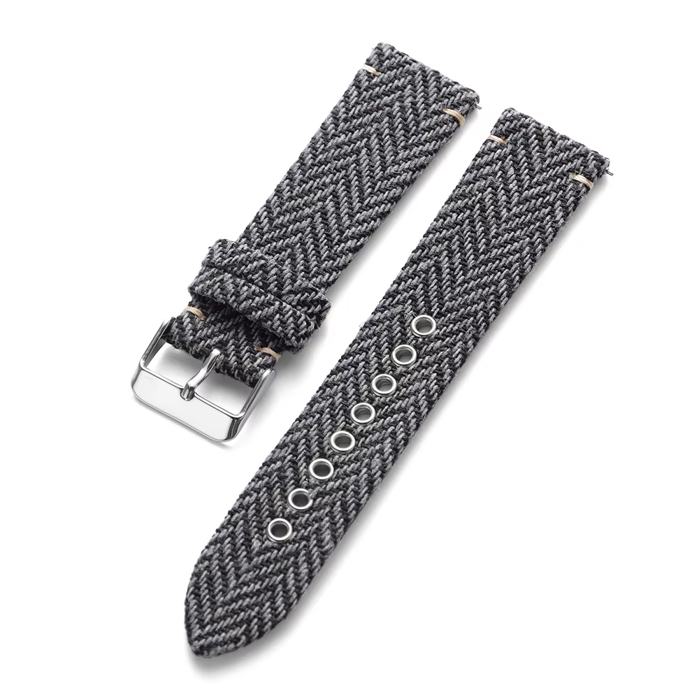 Bracelet tissé à dégagement rapide, 18mm 20mm 22mm, Vintage, en cuir véritable, en Nylon Tweed, pour