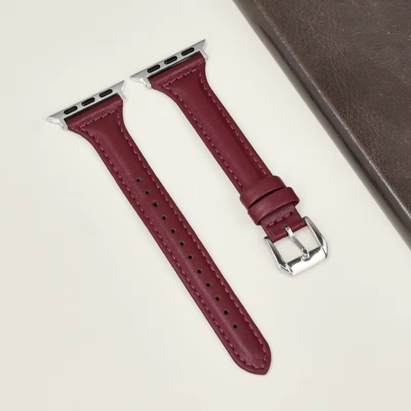 Bracelet de montre mince en cuir pour Apple Watch série 11 10 9 8 7 SE 6 5 4 Ultra3/2 pour iWatch 42