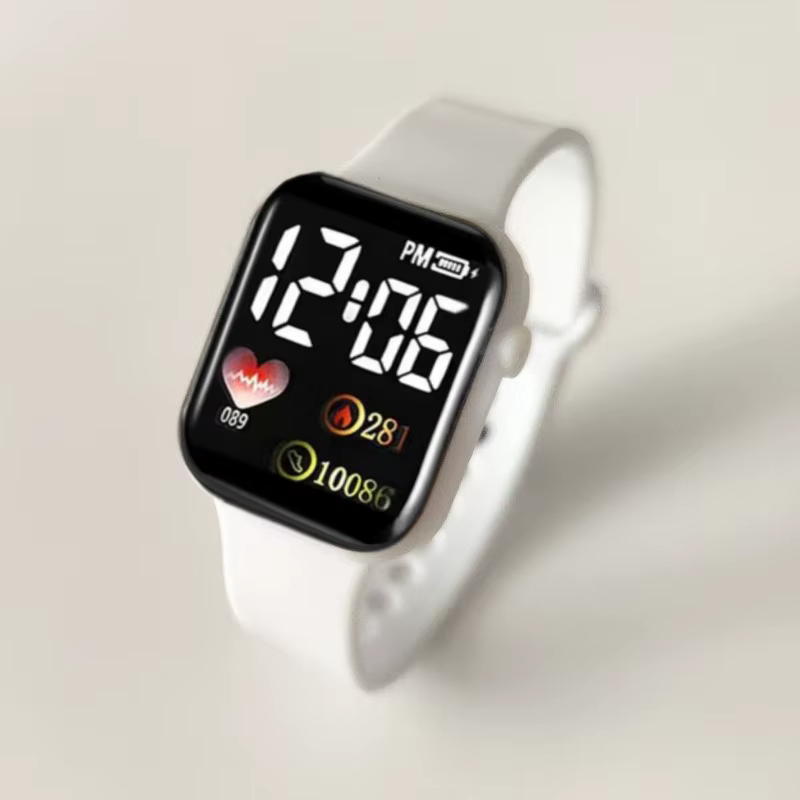 Montre connectée pour femmes et hommes, bracelet de fitness connecté, montre de sport numérique LED 