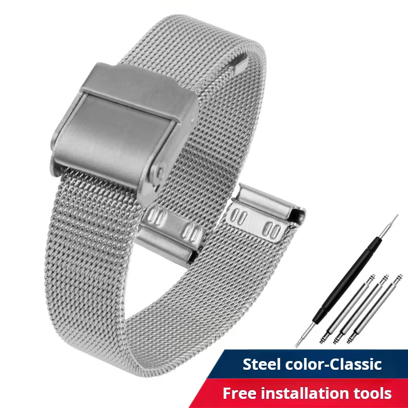 Bracelet de montre rétro en maille respirante pour hommes et femmes, petit bracelet doré, ceinture d