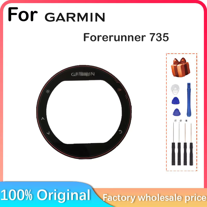 Écran LCD pour montre GPS Garmin Forerunner 735 /735xt, bord extérieur, verre de protection, couverc