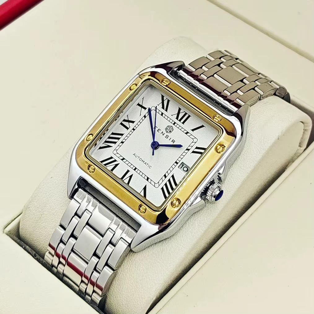 Montre de luxe pour homme, affichage du calendrier, bracelet en acier inoxydable, montre carrée de l