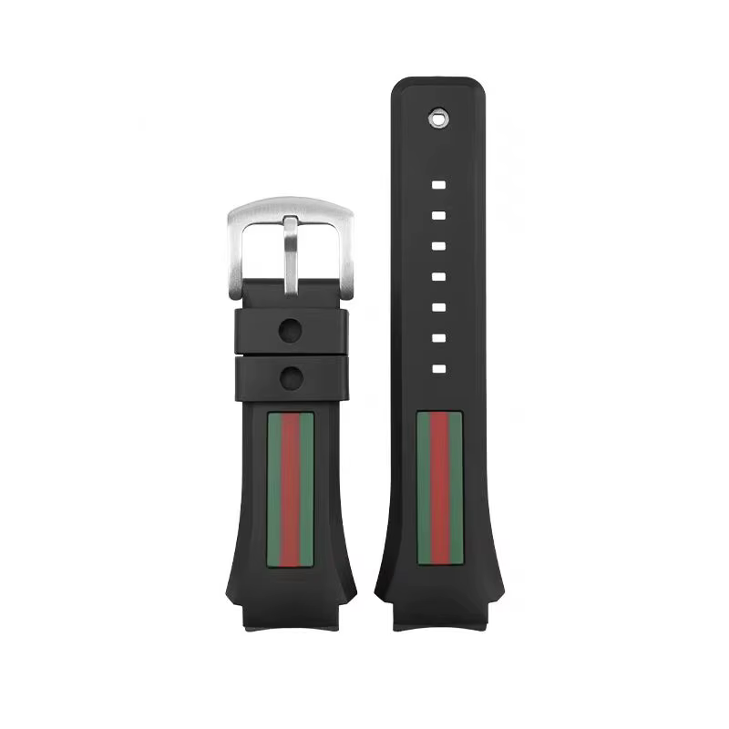 Bracelet de montre en caoutchouc pour Gucci YA137/YA137107A, 29x21mm, avec port dégarni dédié, étanc