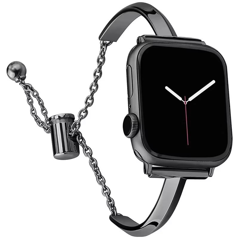 Bracelet de montre de luxe pour Apple Watch série 10 9 8 7 6 Se 5 4, Bracelet en acier diamant pour