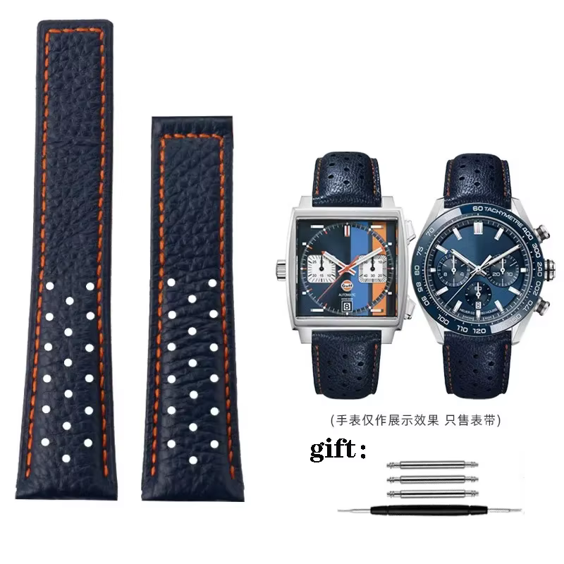 Bracelet de montre pour Tag Heuer Monaco Carrera série F1, en cuir de veau givré de qualité, pour ho