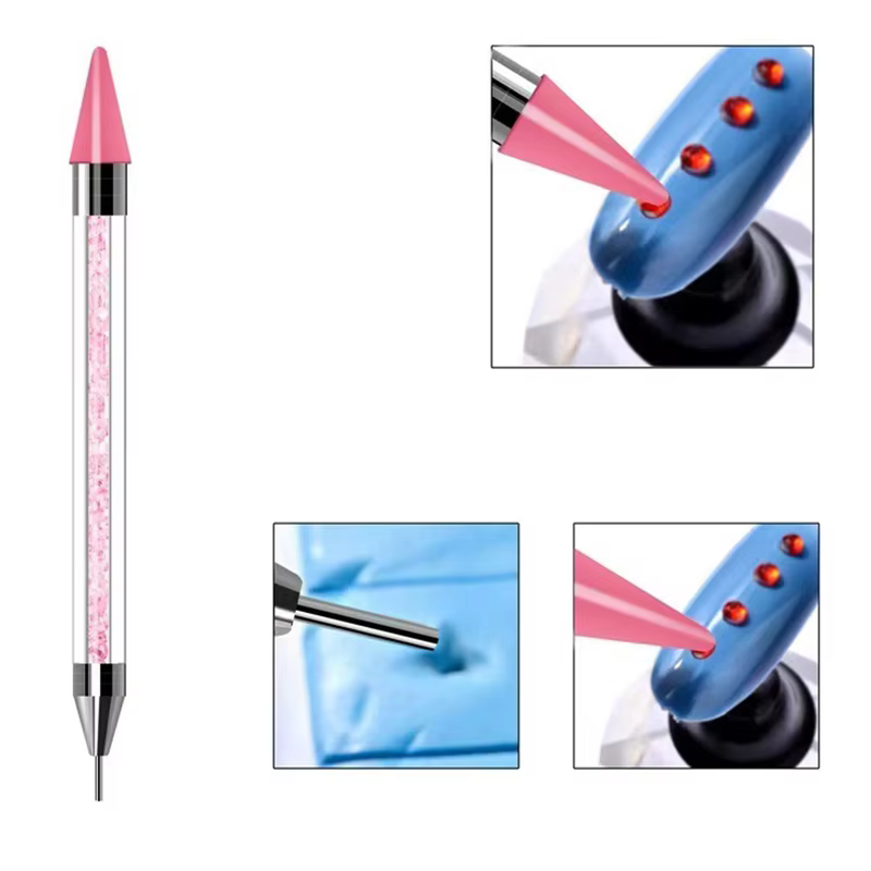 Kit 3 Boîte Nail Art Strass Pierres Argentées Colorées + Stylo Strass