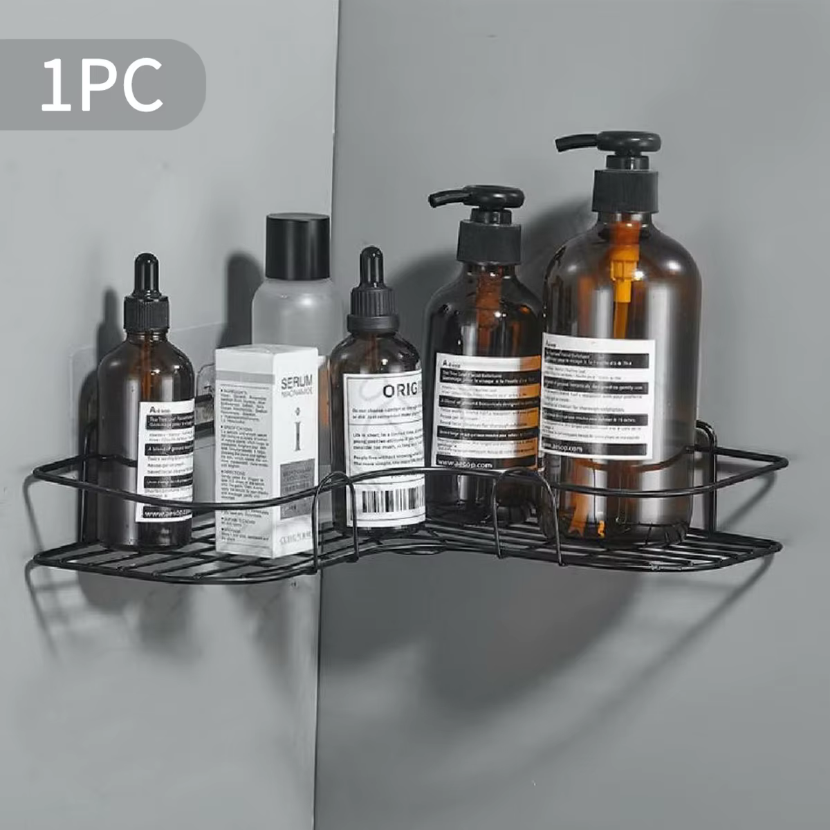 Étagère de salle de bain, support de caddie de douche, support de rangement triangulaire sans poinço