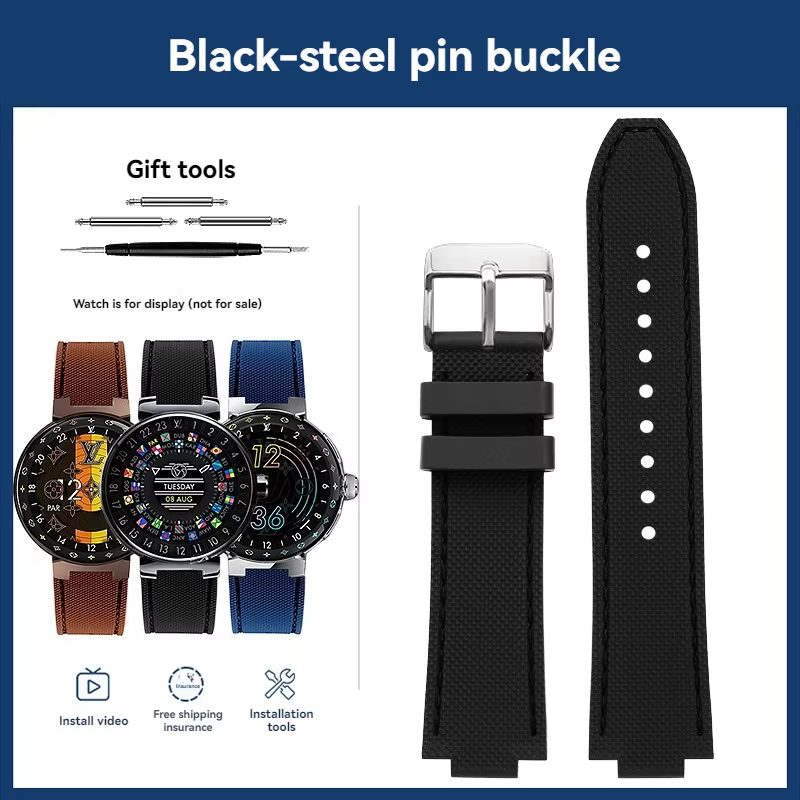 Bracelets de montre en caoutchouc de silicone en cuir de vachette, bracelets de montre astronomiques