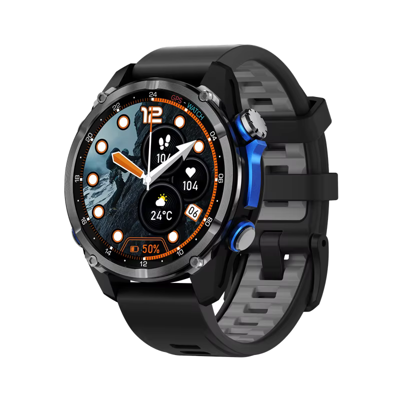 Montre connectée AMOLED avec suivi de route GPS, carte hors ligne, boussole, suivi d'activité physiq