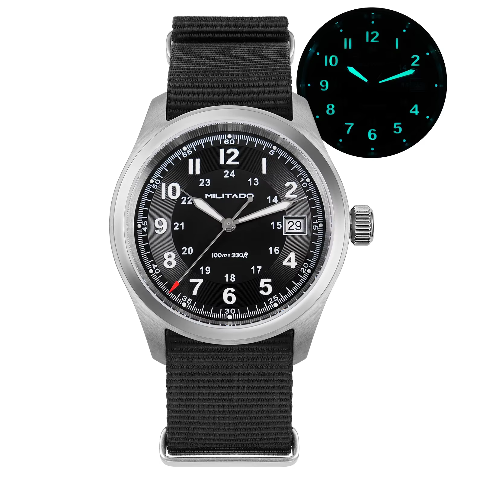 Militado ML08 montre à Quartz Ronda 515 mouvement dôme saphir montre-bracelet BGW9 lumineux 38mm mon
